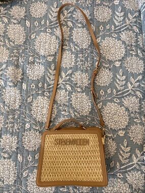 Steve Madden Tan Woven Crossbody Satchel